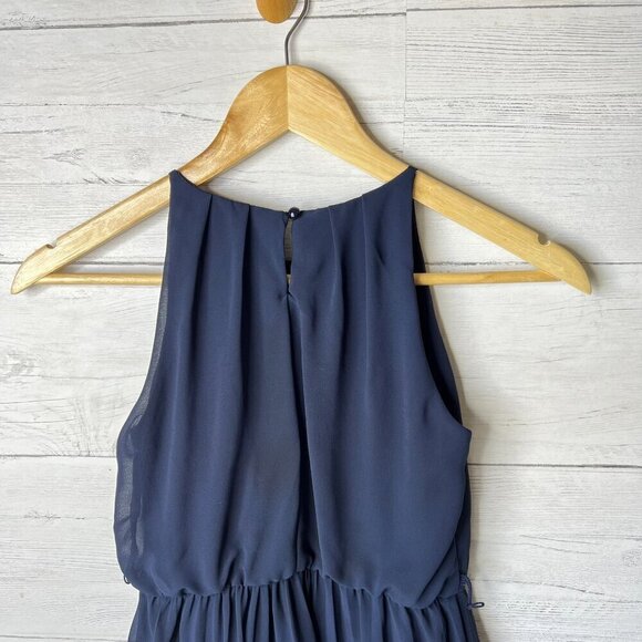 Dress Womens Size XS Navy Chiffon Sleeveless Pleated Lined Cocktail Date Night - Picture 9 of 16